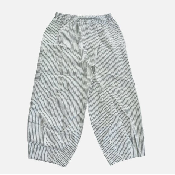 Ozai n Ku Rays Striped Metallic Pull On Lagenlook Cropped Pants Women's size L - Picture 8 of 8